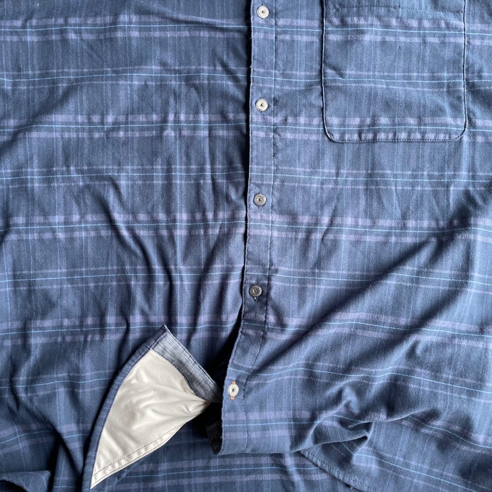 ORVIS Mens Plaid Long Sleeve Button Up Shirt XXL Blue Outdoor Tech Flannel - Picture 8 of 10